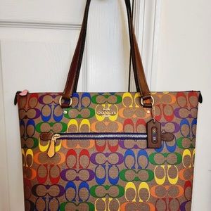 Coach gallery rainbow signature coated canvas tote Pride LGBTQ like New